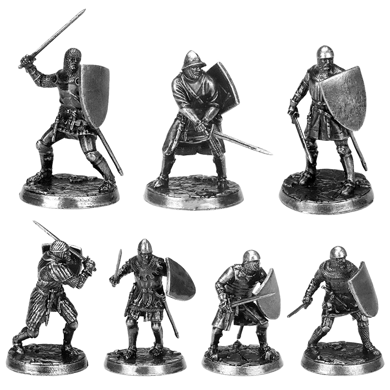 Model Kit Knight - Middeleeuws metalen ridder- en soldatenbeeldje, infanterie-set,