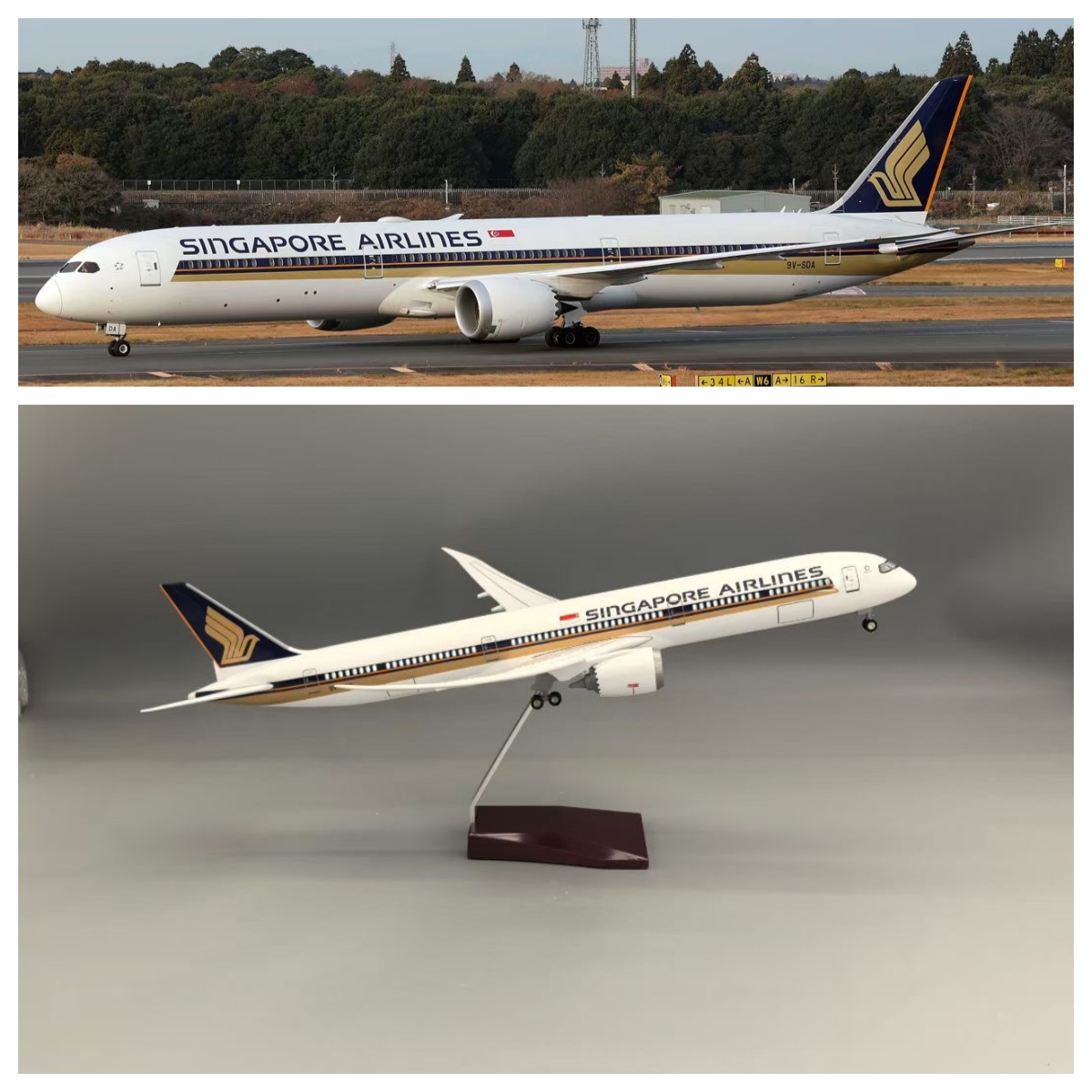 Model Kit Singapore - 43cm Singapore Airlines B787-10 Vliegtuigmodel Hars