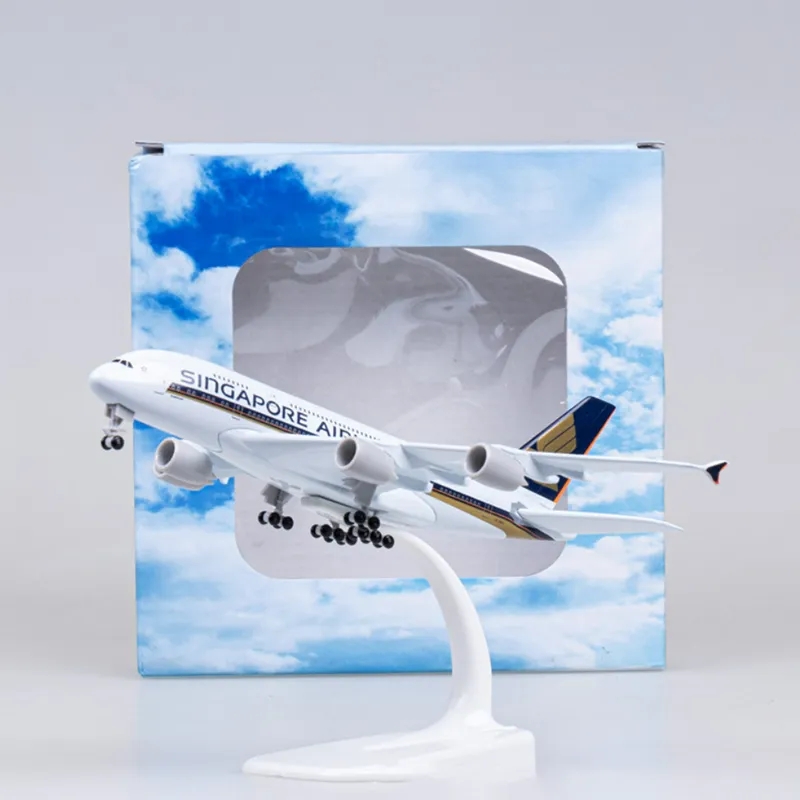 Model Kit Singapore - 20 cm metalen vliegtuig speelgoed A380