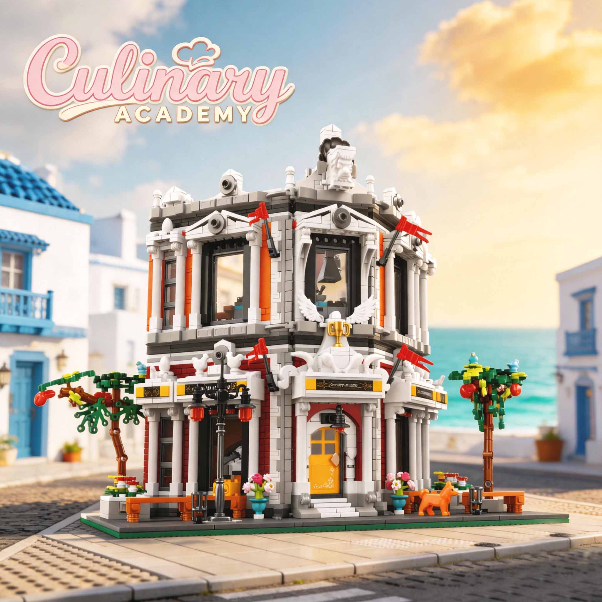 Model Kit Academy - Creatieve 2743-delige Kookacademie Bouwstenen Straatzicht Modulaire